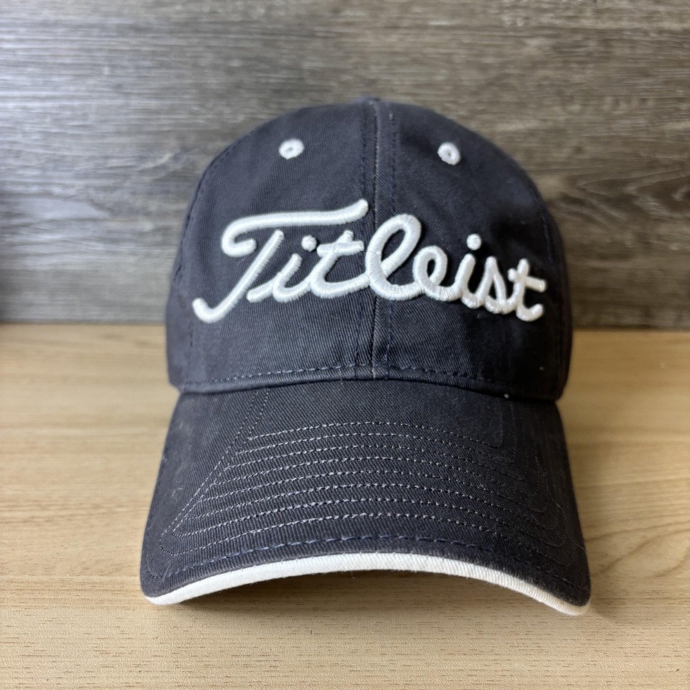 Titleist Hat Cap Strap Back Gray Embroidered Golf Adjustable Mens Classic